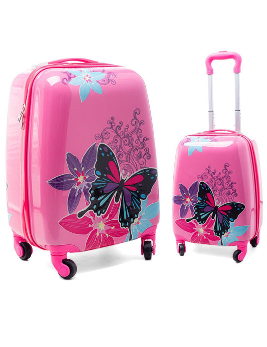 Valise Enfant Rigide 4 Roues – Motif papillons-valise pour enfants avec 4 roues pivotantes-Mes-valises.com