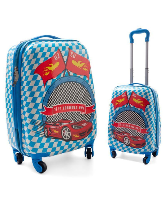 Valise Enfant Rigide 4 Roues – Motif voiture-valise pour enfants avec 4 roues pivotantes-Mes-valises.com